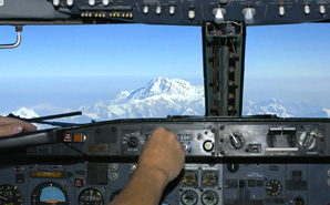 Photo of jet cockpit and Denali